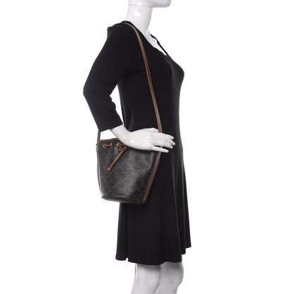 Celine Triomphe Canvas Calfskin Small Drawstring Bucket Bag Tan 2 of 12