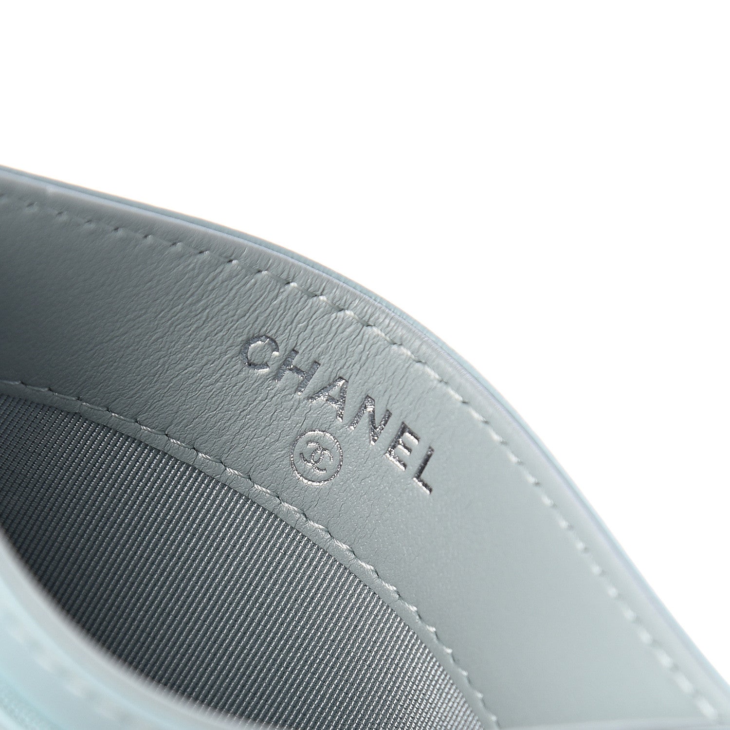 Chanel Aged Calfskin Chevron Quilted Gabrielle Card Holder Wallet Light Blue 4 of 7