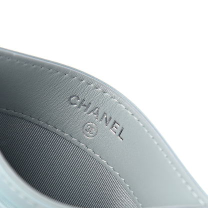Chanel Aged Calfskin Chevron Quilted Gabrielle Card Holder Wallet Light Blue 4 of 7