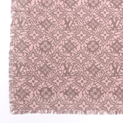 Louis Vuitton Silk Wool Monogram Dentelle Shawl Scarf Rose Poudre 3 of 6