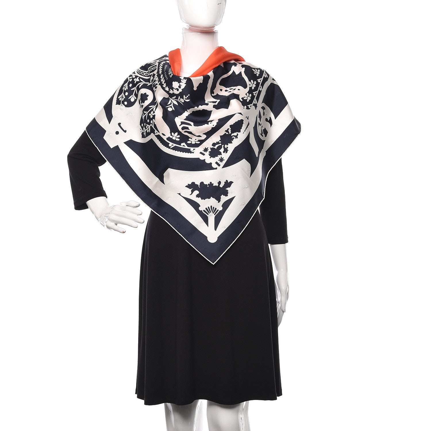 Hermes Silk Quadrige Etriers Tattoo Scarf 90 Vermillon Marine Blanc 2 of 5