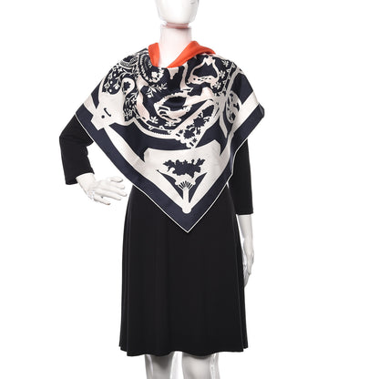 Hermes Silk Quadrige Etriers Tattoo Scarf 90 Vermillon Marine Blanc 2 of 5