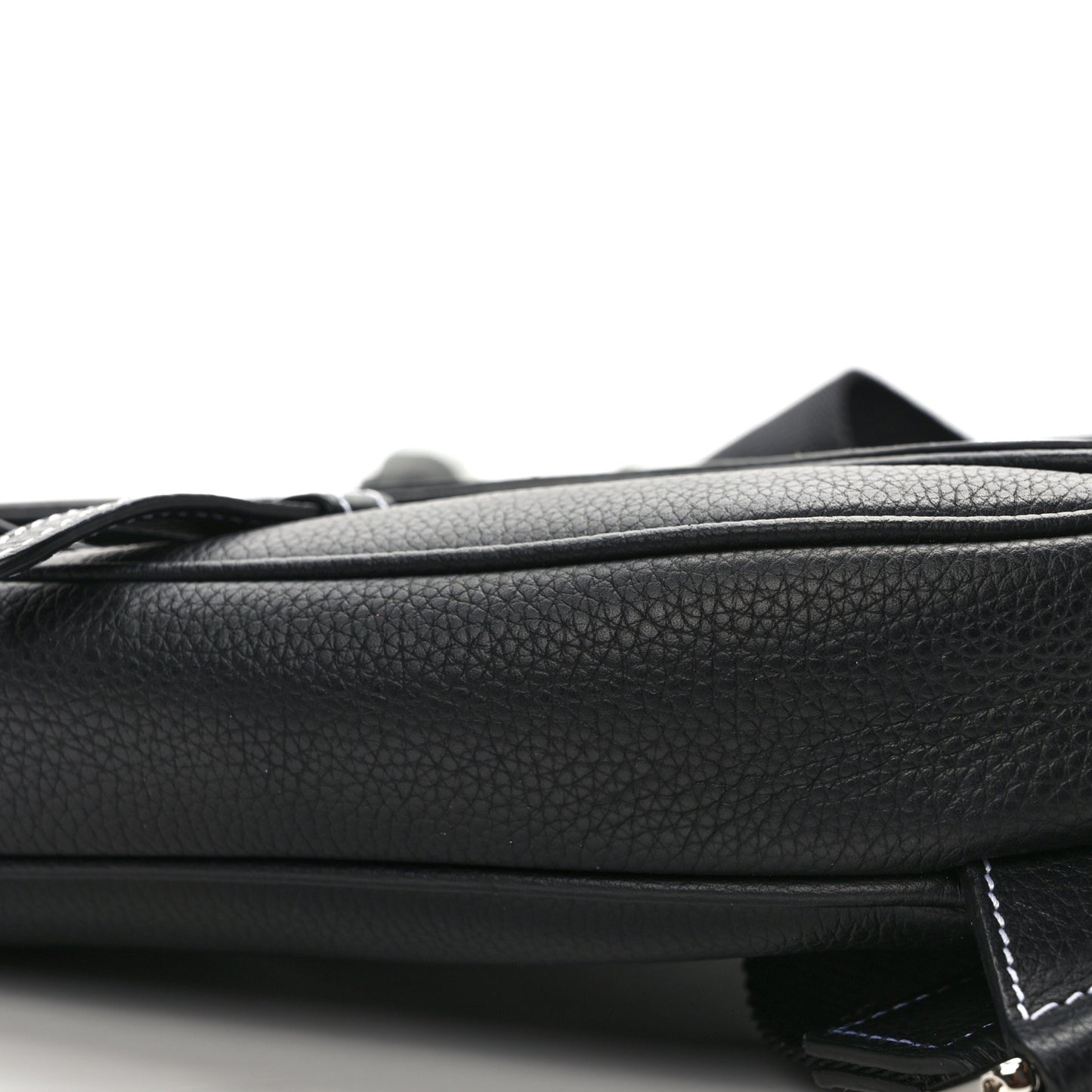 Grained Calfskin Mens Saddle Bag Black