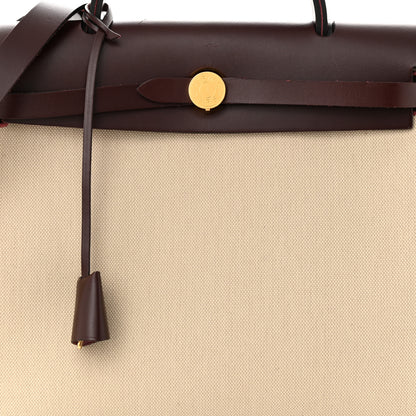 Hermes Military Toile Vache Hunter Herbag Zip Retourne 31 PM Beton Rouge Sellier 9 of 11
