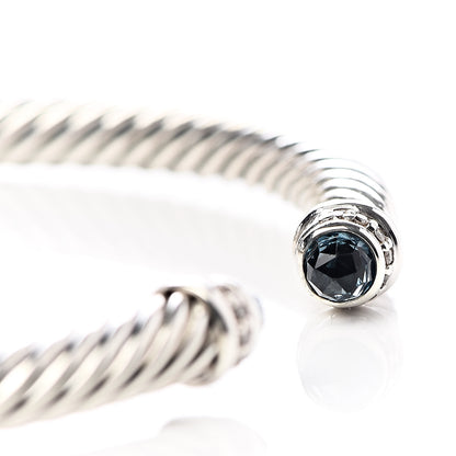 David Yurman Sterling Silver Diamond Blue Topaz 5mm Cable Classics Bracelet 6 of 6