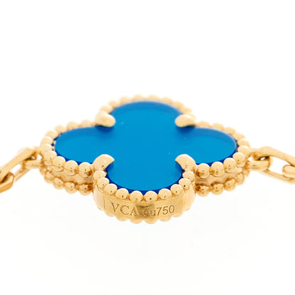Van Cleef & Arpels 18K Yellow Gold Blue Agate 5 Motifs Vintage Alhambra Bracelet 4 of 6