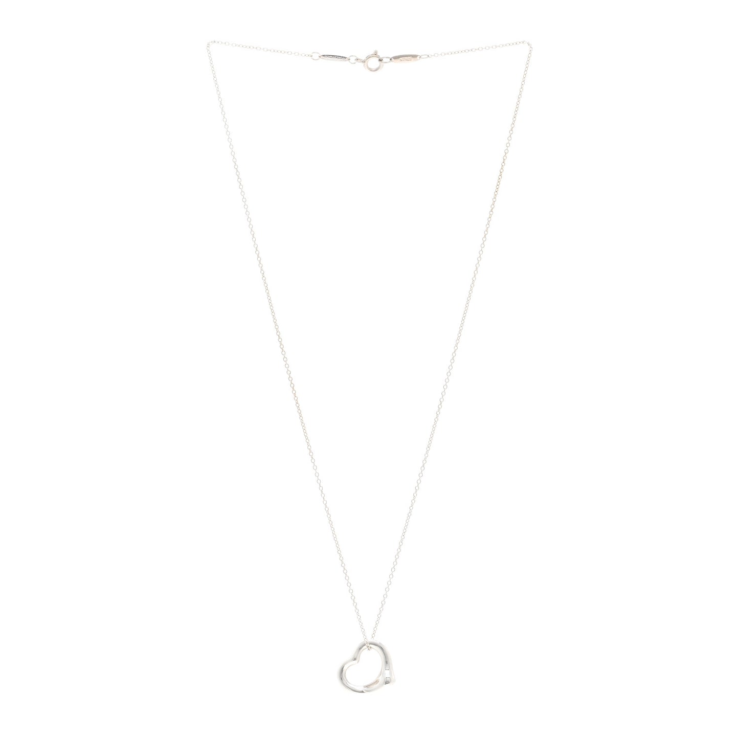 Sterling Silver 16mm Elsa Peretti Open Heart Pendant Necklace