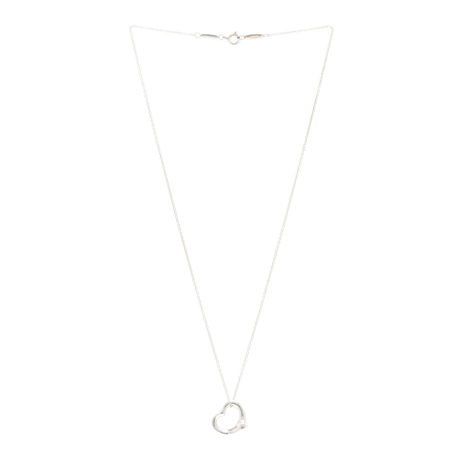 Tiffany Sterling Silver 16mm Elsa Peretti Open Heart Pendant Necklace 3 of 4