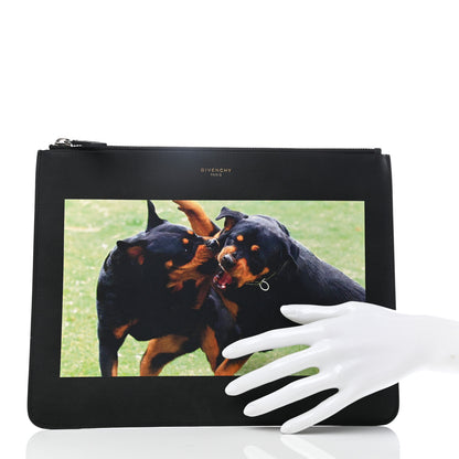 Givenchy Calfskin Fighting Rottweiler Print Pouch Black 2 of 7