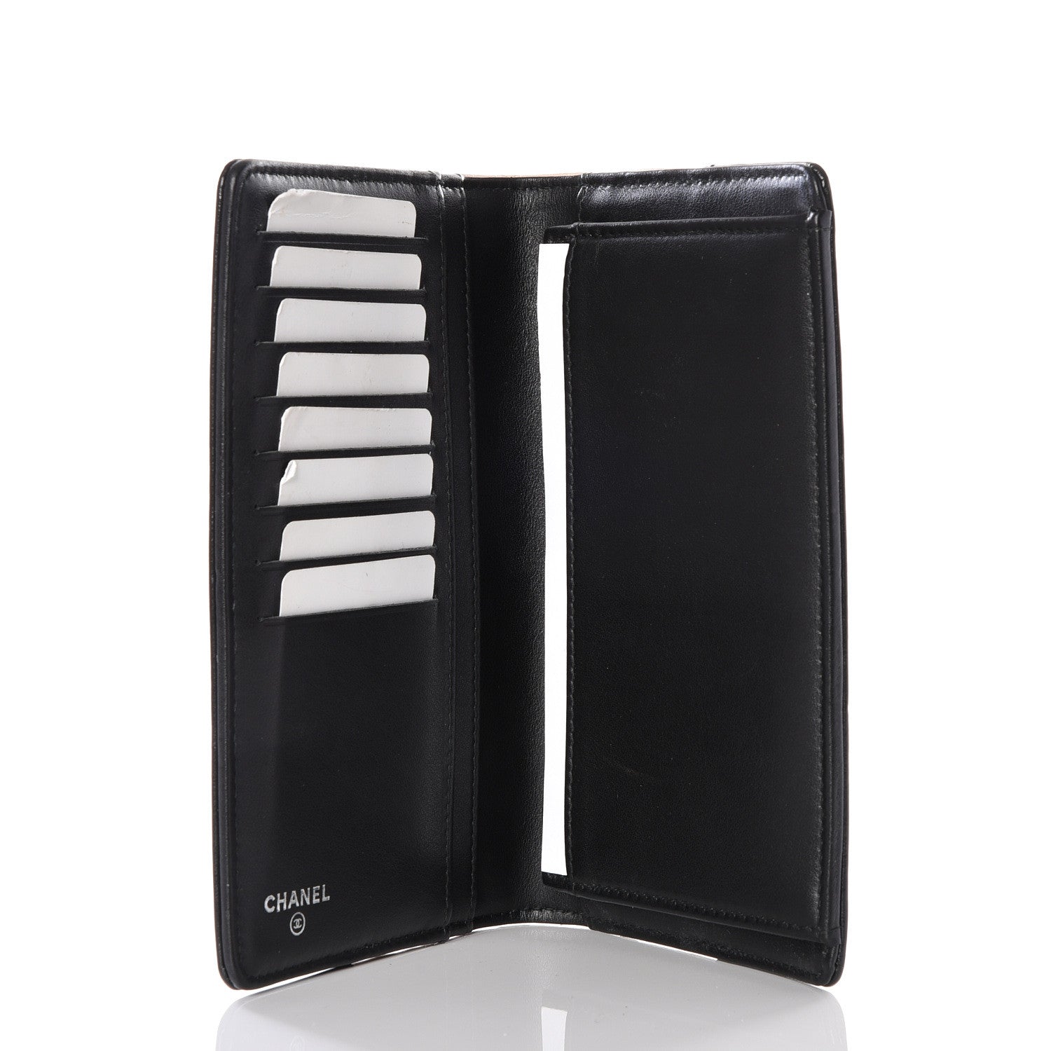 Chanel Aged Calfskin Quilted Gabrielle Yen Wallet Beige Black 4 of 10