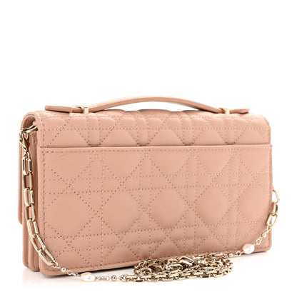 Christian Dior Lambskin Lady Dior Top Handle Clutch Caramel Beige 3 of 12