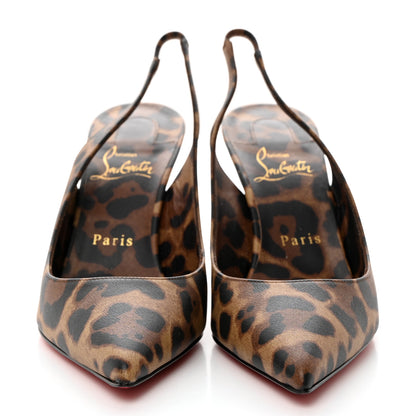 Christian Louboutin Calfskin Leopard Kate Slingback 85 Pumps 37.5 Brown 2 of 8