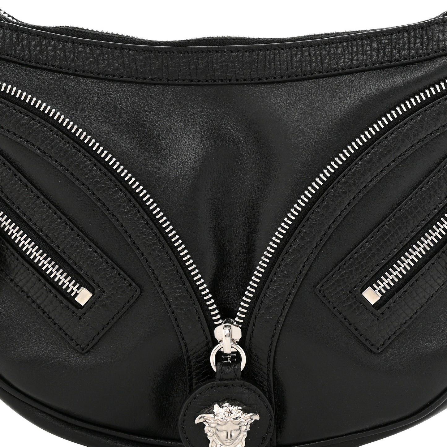Calfskin Small Repeat Zip Hobo Black