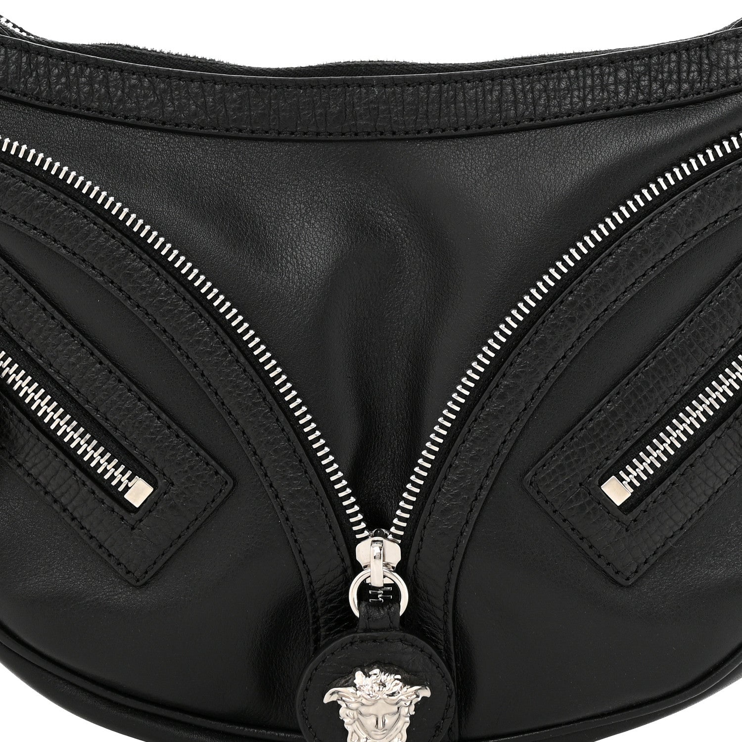 Versace Calfskin Small Repeat Zip Hobo Black 8 of 10