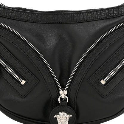 Versace Calfskin Small Repeat Zip Hobo Black 8 of 10