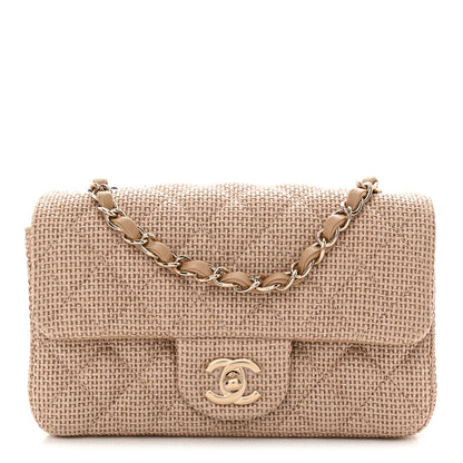 Chanel Braided Raffia Quilted Mini Rectangular Flap Dark Beige 1 of 11