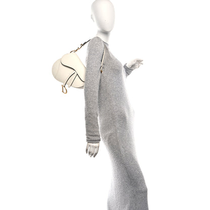 Christian Dior Grained Calfskin Saddle Bag White 2 of 10