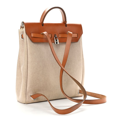 Hermes Vache Hunter Criss Viking Herbag a Dos Retourne Backpack Ecru Beige Naturel 4 of 10