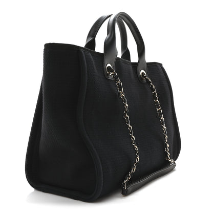 Chanel Mixed Fibers Small Deauville Tote Navy Blue 4 of 12