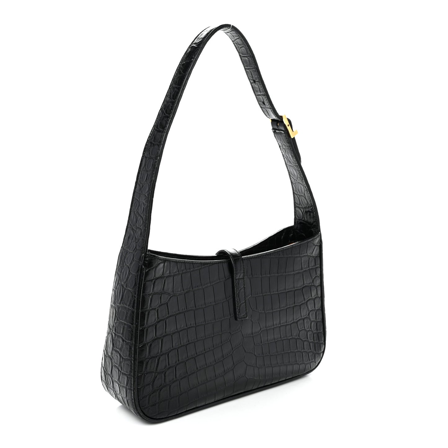 Calfskin Crocodile Embossed Le 5 A 7 Hobo Black