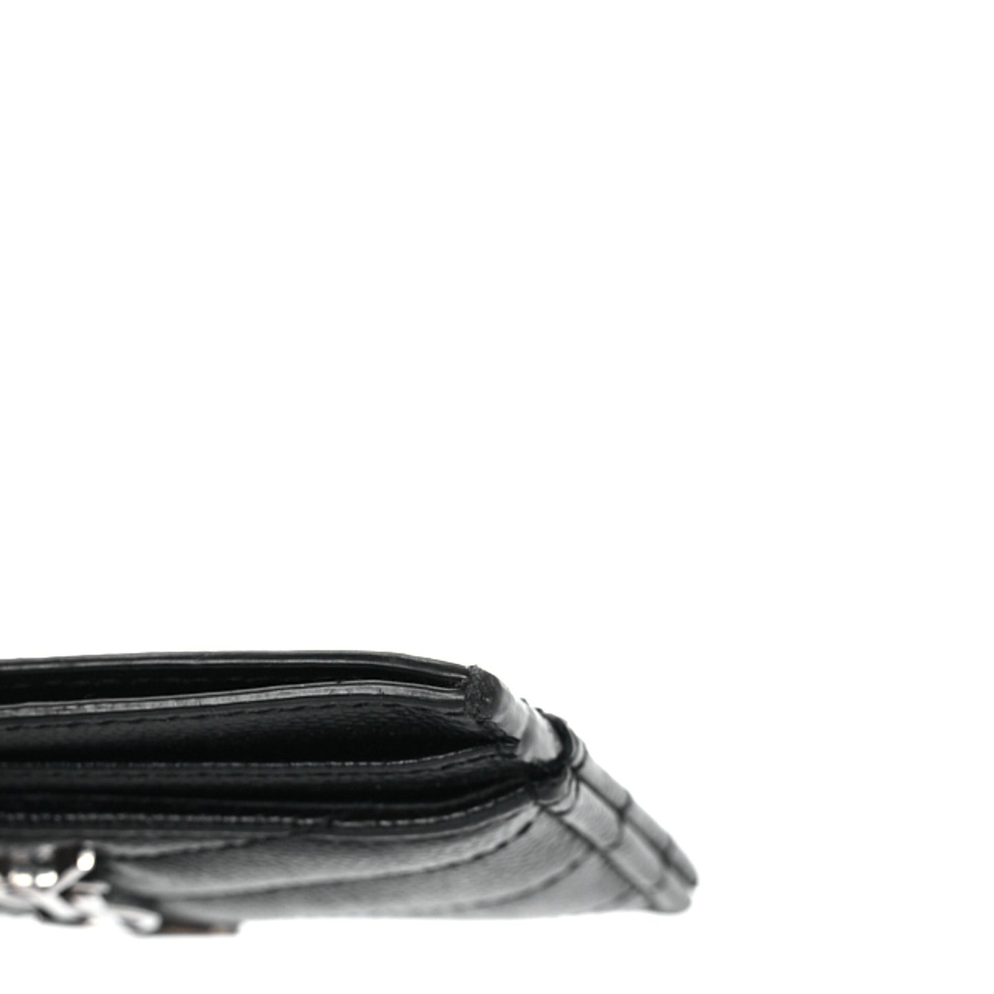 Grain De Poudre Matelasse Chevron Monogram Credit Card Case Black