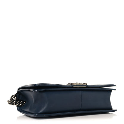 Chanel Calfskin Quilted Double Stitch New Medium Boy Flap Navy Blue 4 of 10