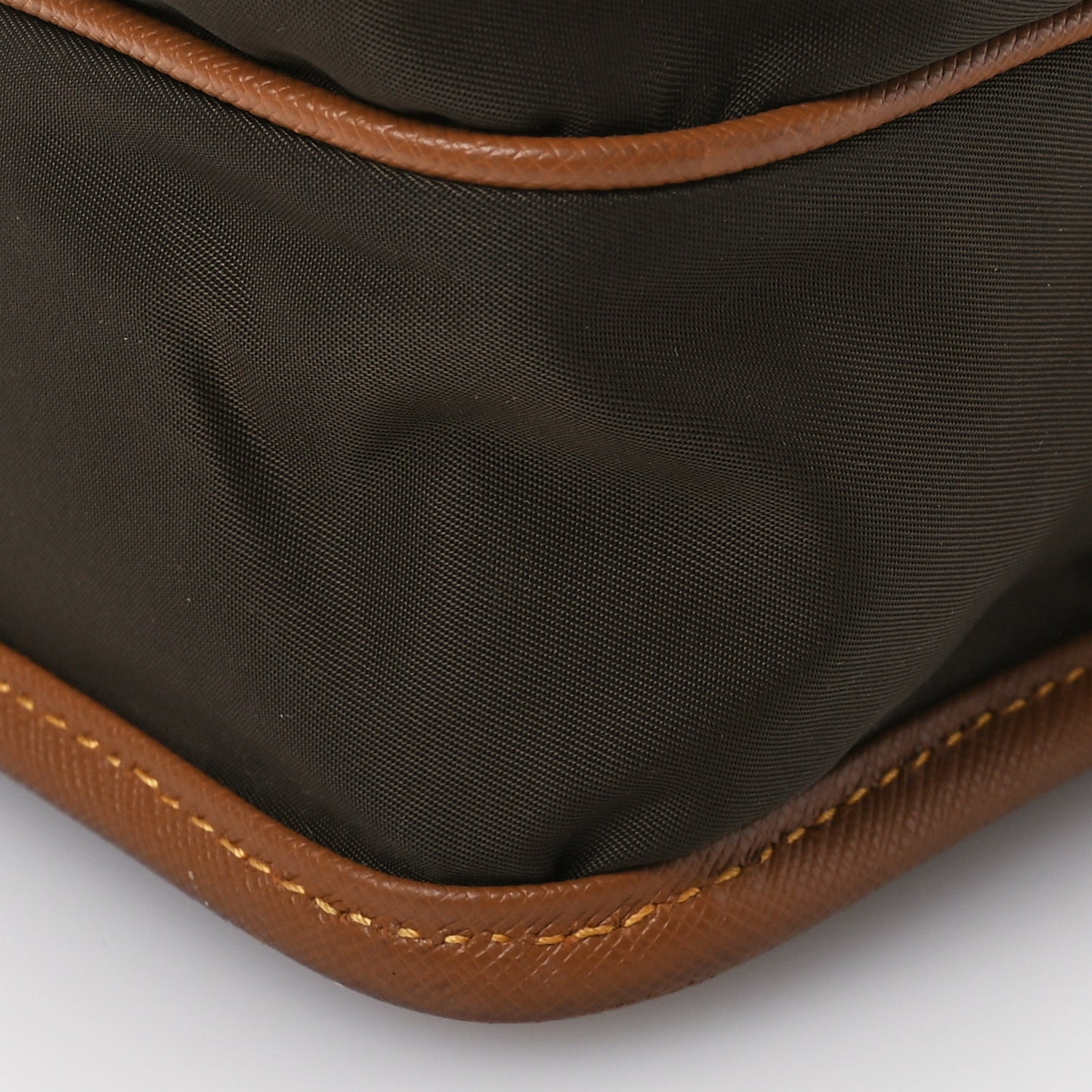 Re-Nylon Saffiano Pocket Double Snap Buckle Shoulder Bag Bruciato Caramel