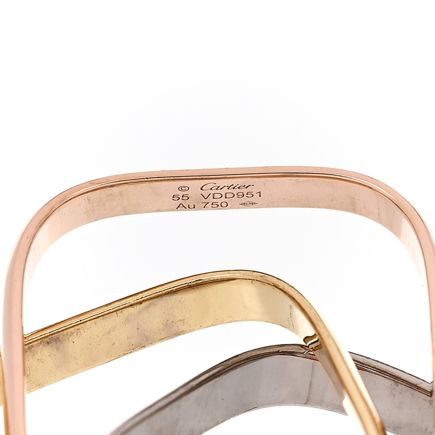 Cartier 18K Pink Yellow White Gold Medium Trinity Cushion Ring 55 7.25 4 of 6