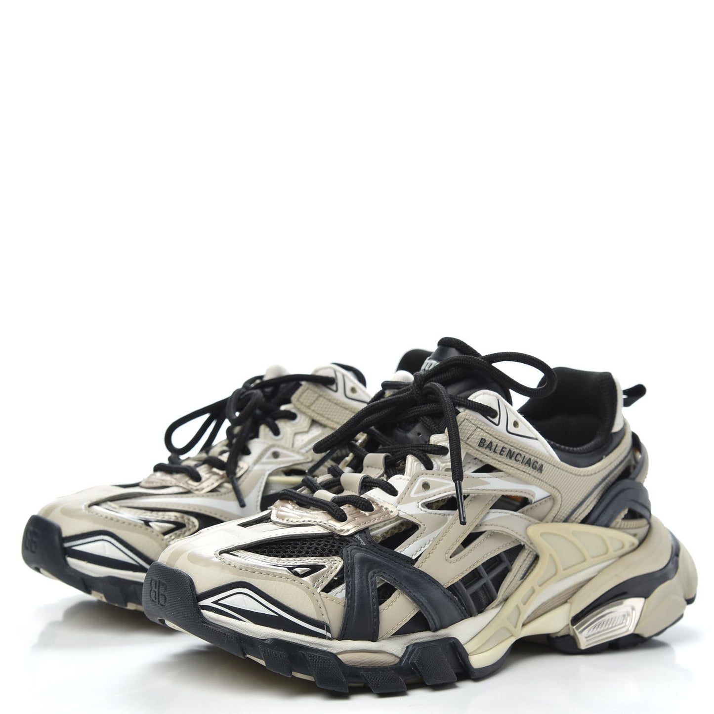 Rubber Mesh Bi-Color Mens Track.2 Open Sneakers 40 Beige Black