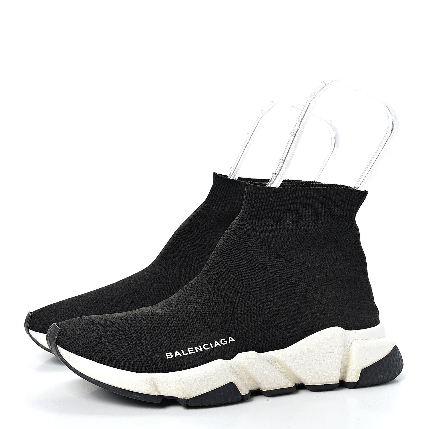 Balenciaga Neoprene Knit Womens Speed Sneakers 39 Black White 3 of 9