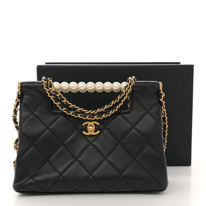 Chanel Shiny Lambskin Pearl Small Shopping Bag Black 12 of 12
