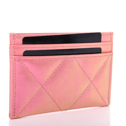 Chanel Iridescent Calfskin Quilted Chanel 19 Card Holder Pink 3 of 9