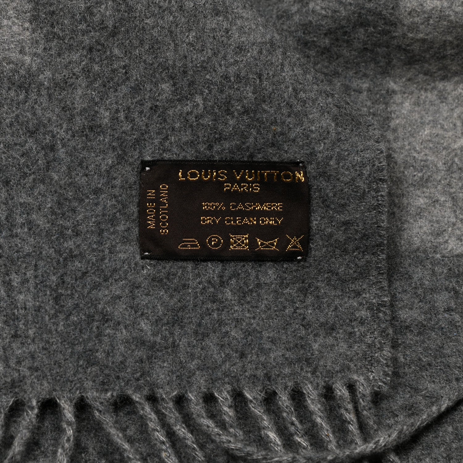 Louis Vuitton Cashmere Baroda Fringe Scarf Grey 4 of 4