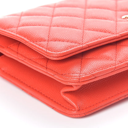 Chanel Caviar Quilted Wallet on Chain WOC Red 9 of 11