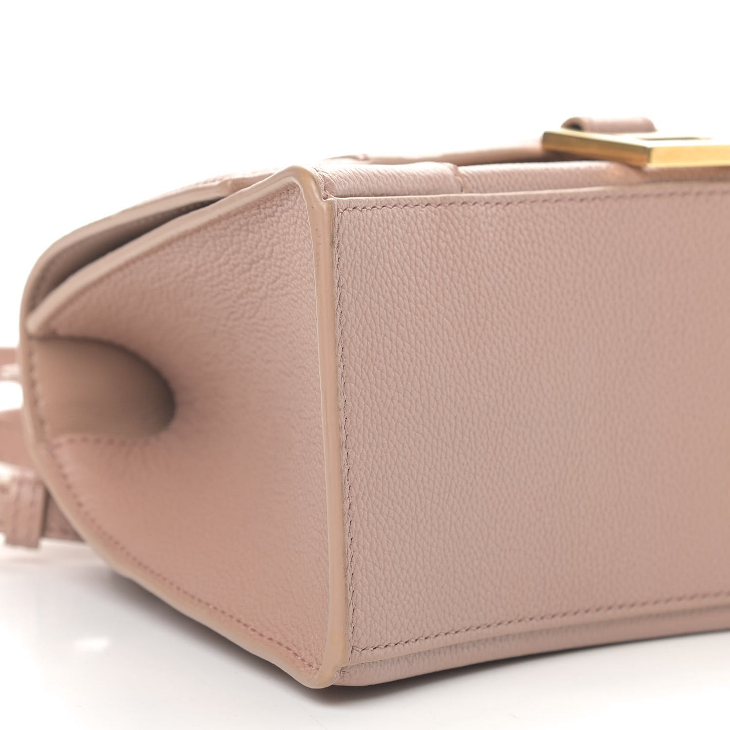 Grained Calfskin Small Hourglass Top Handle Bag Nude Beige