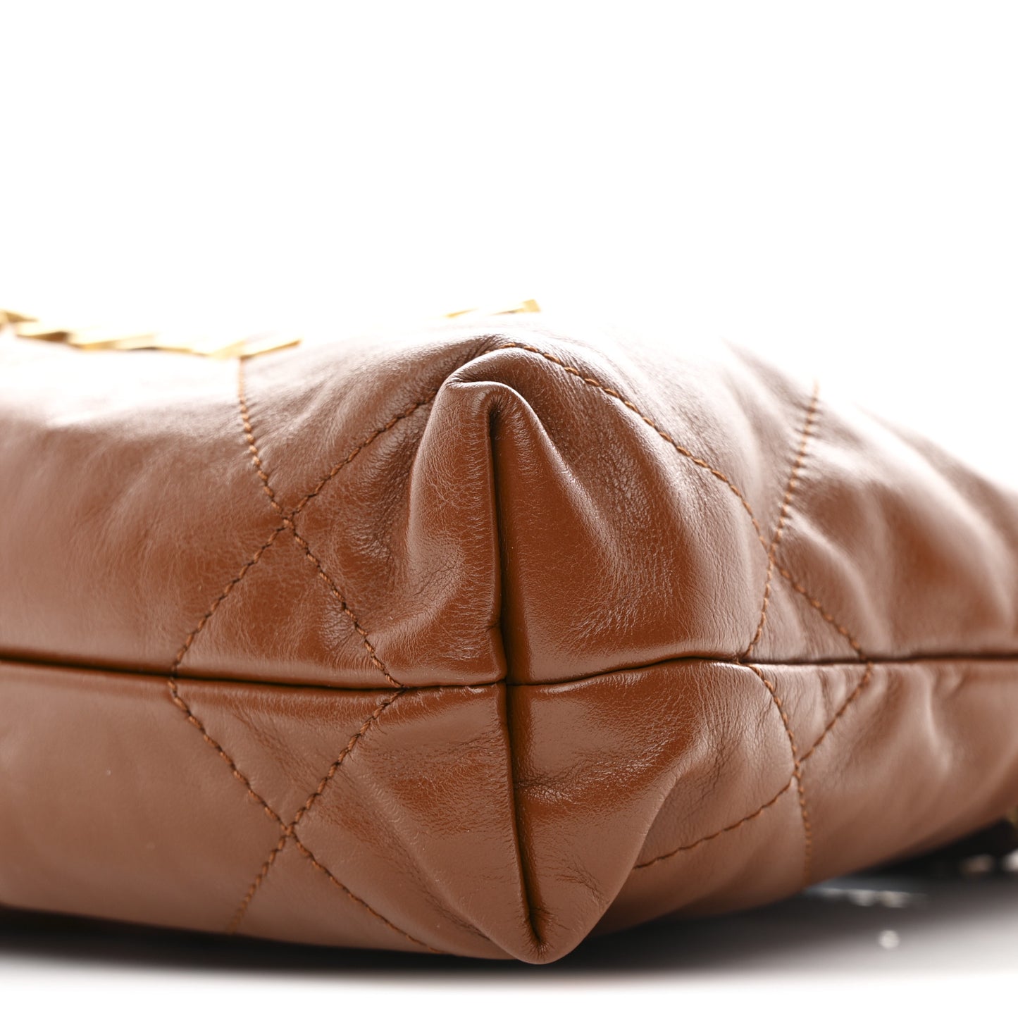 Shiny Calfskin Quilted Mini Chanel 22 Light Brown