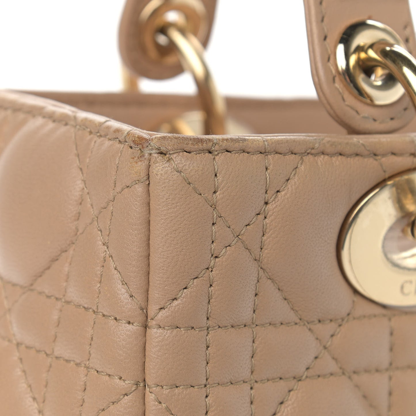 Lambskin Cannage Medium Lady Dior Beige