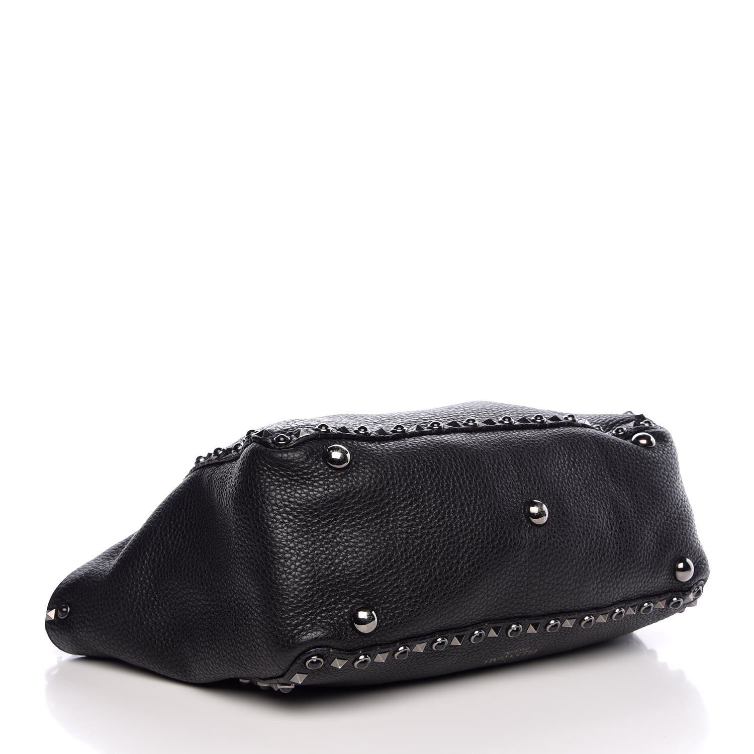 Valentino Garavani Grained Calfskin Onyx Medium Rockstud Rolling Tote Black 4 of 9