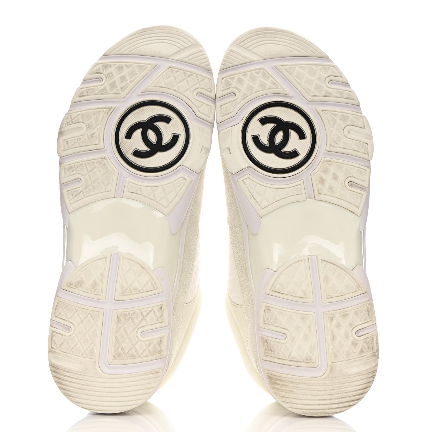 Chanel Suede Calfskin Fabric CC Sneakers 38 White 5 of 14