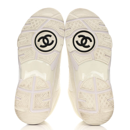 Chanel Suede Calfskin Fabric CC Sneakers 38 White 5 of 14