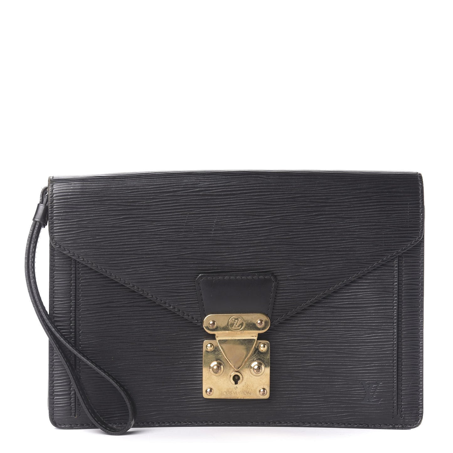 Epi Pochette Sellier Dragonne Clutch Black
