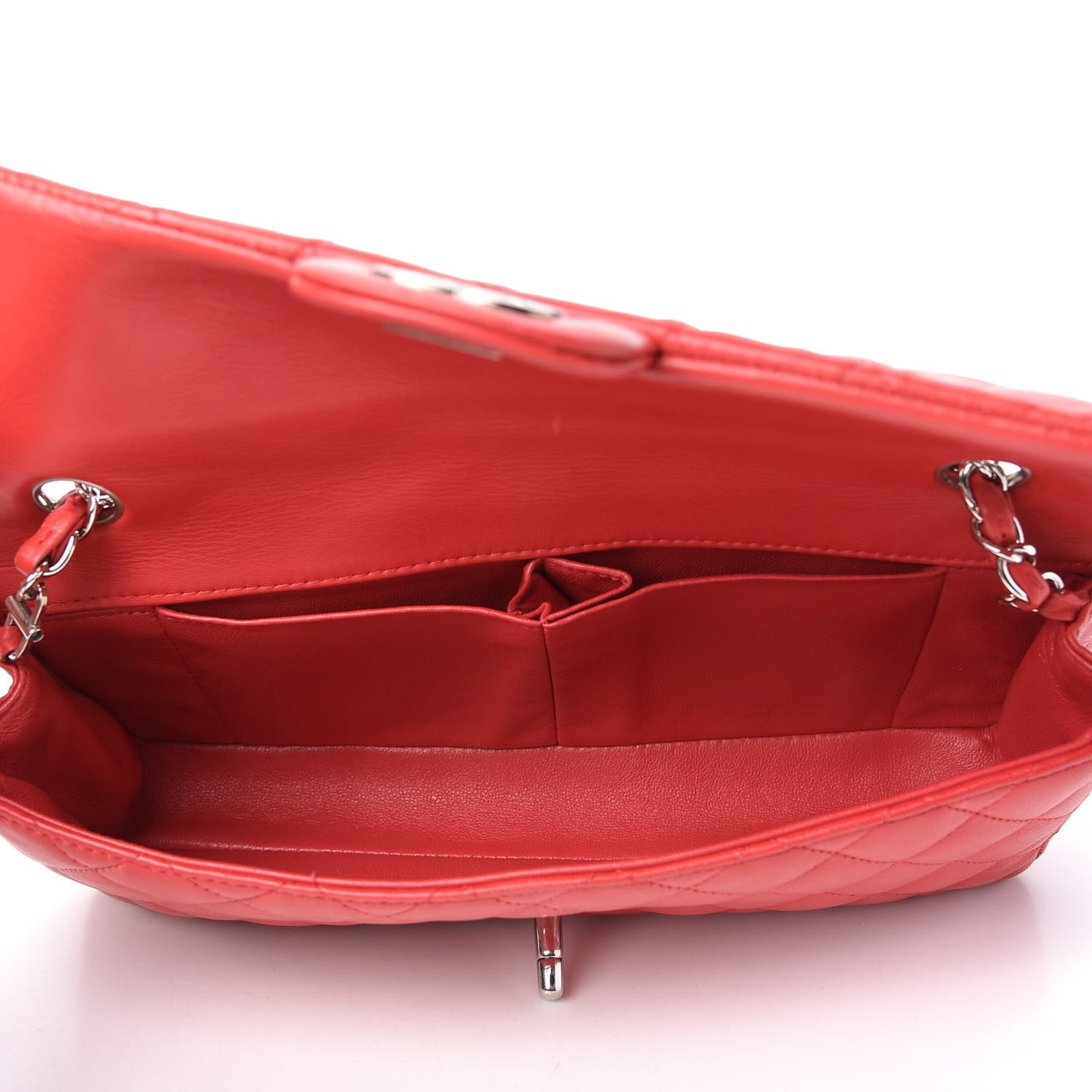 Lambskin Quilted East West Flap Red