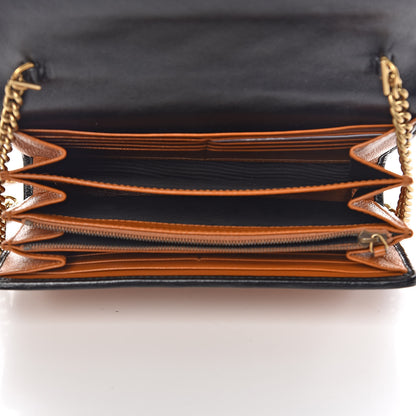Gucci Vintage Effect Calfskin Matelasse Diagonal Torchon GG Marmont Chain Wallet Cognac 5 of 8