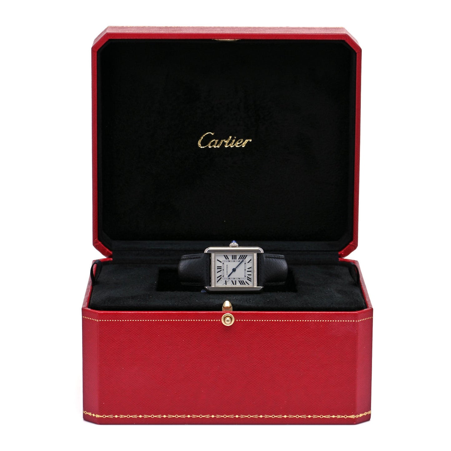 Stainless Steel Calfskin 24mm Tank Solo Quartz Watch