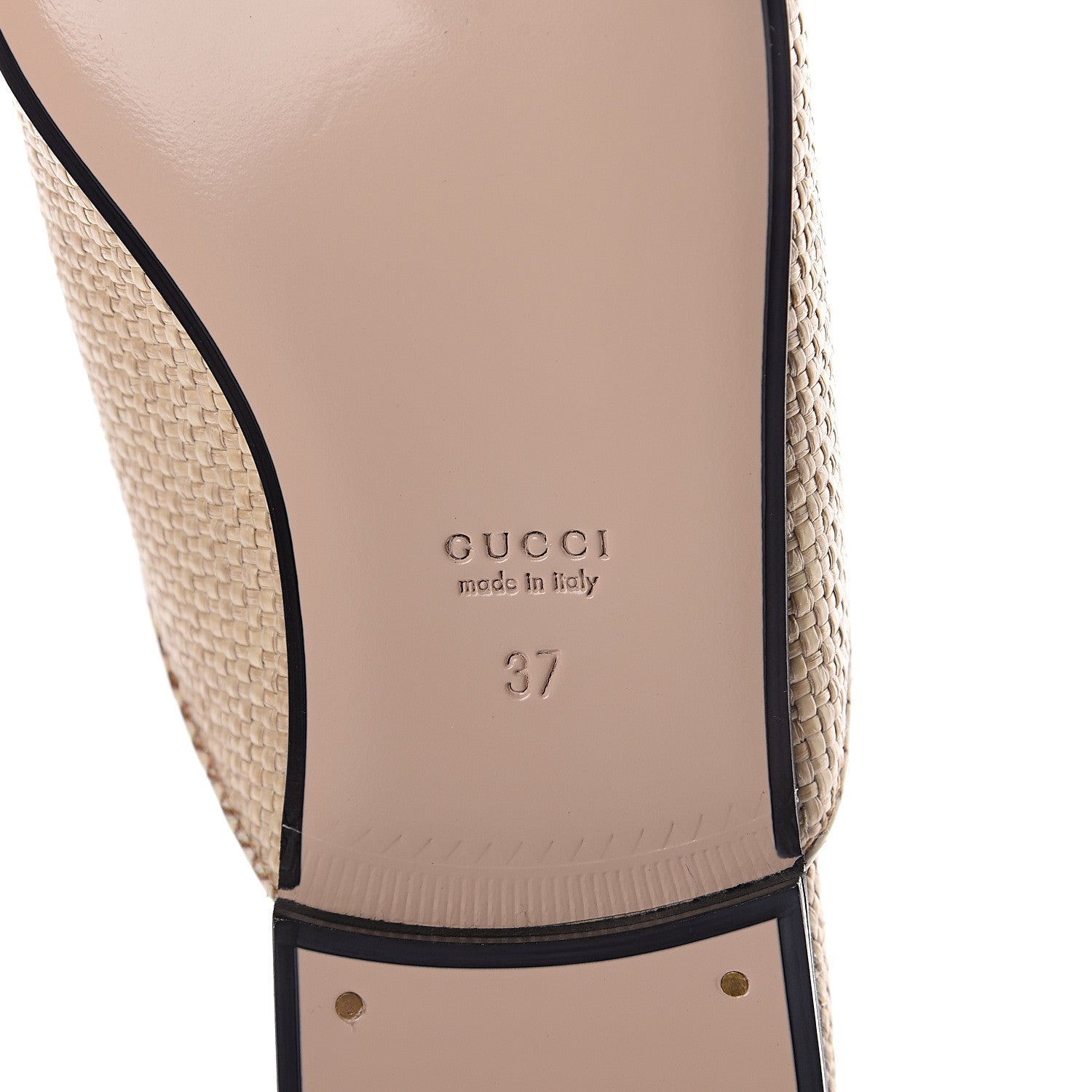 Gucci Straw Elaphe Womens Princetown Slippers 37 Natural Cream Brown 6 of 7