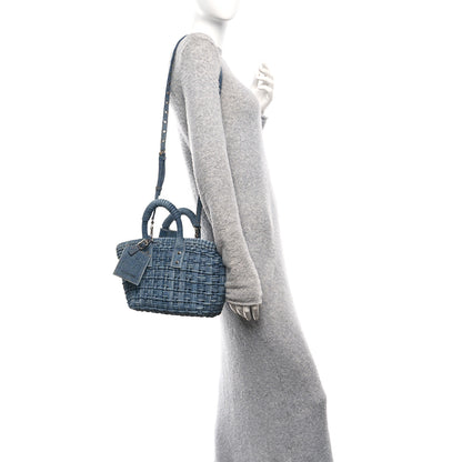 Balenciaga Washed Frayed Denim Braided XS Bistro Basket Blue 3 of 9