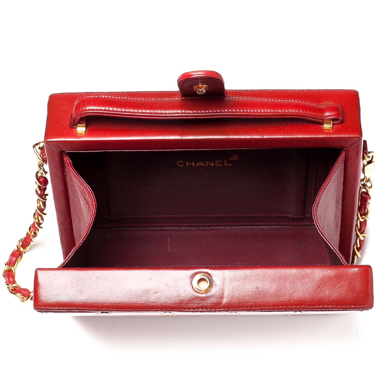 Chanel Lambskin Quilted Box Bag Red 10 of 10