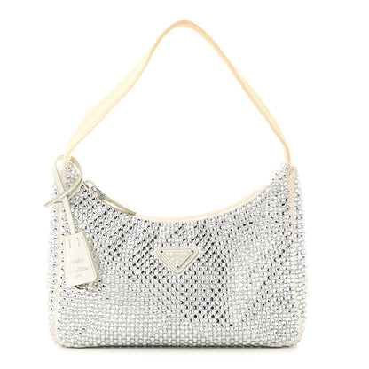 Prada Satin Crystal Mini Re-Edition 2000 Bag White 1 of 15