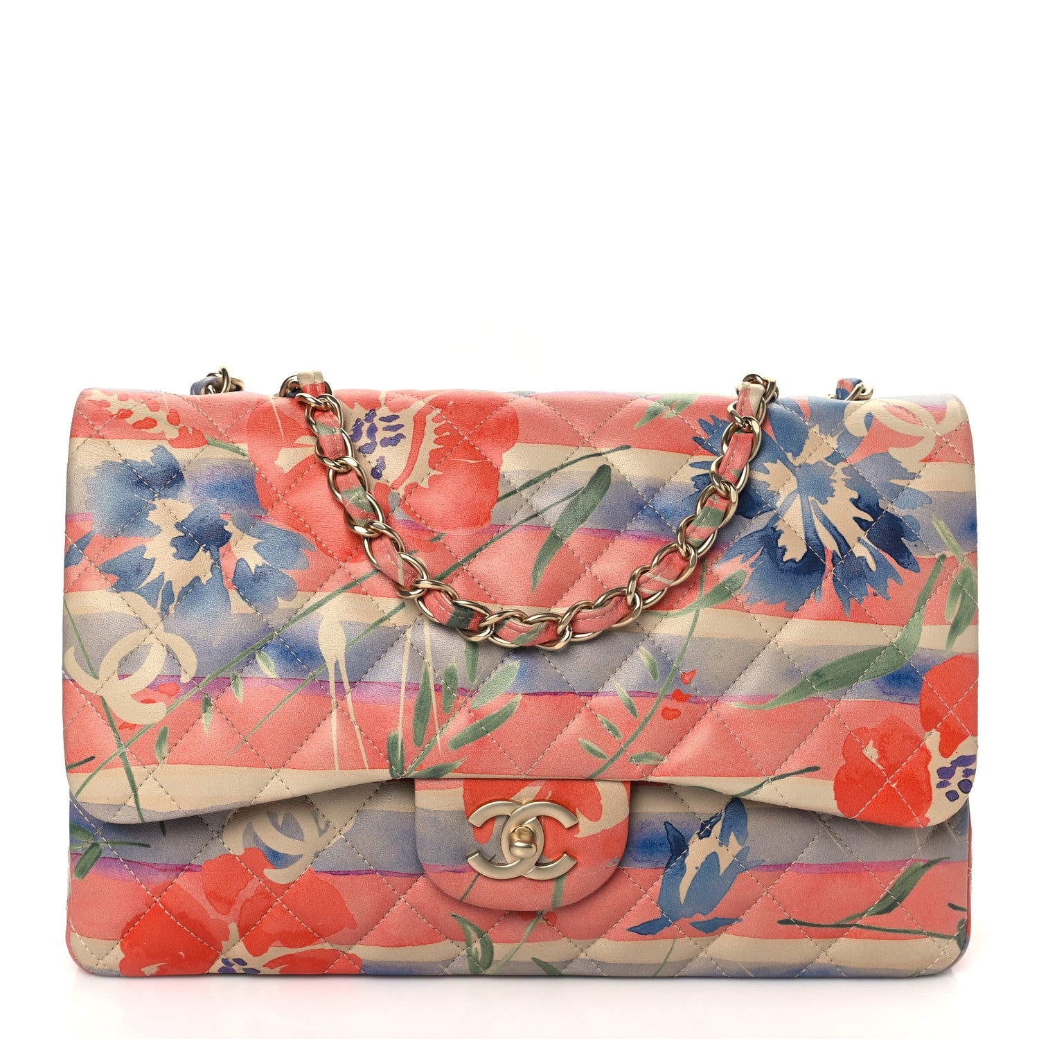 Chanel Lambskin Quilted Floral Jumbo Single Flap Multicolor 1 of 10