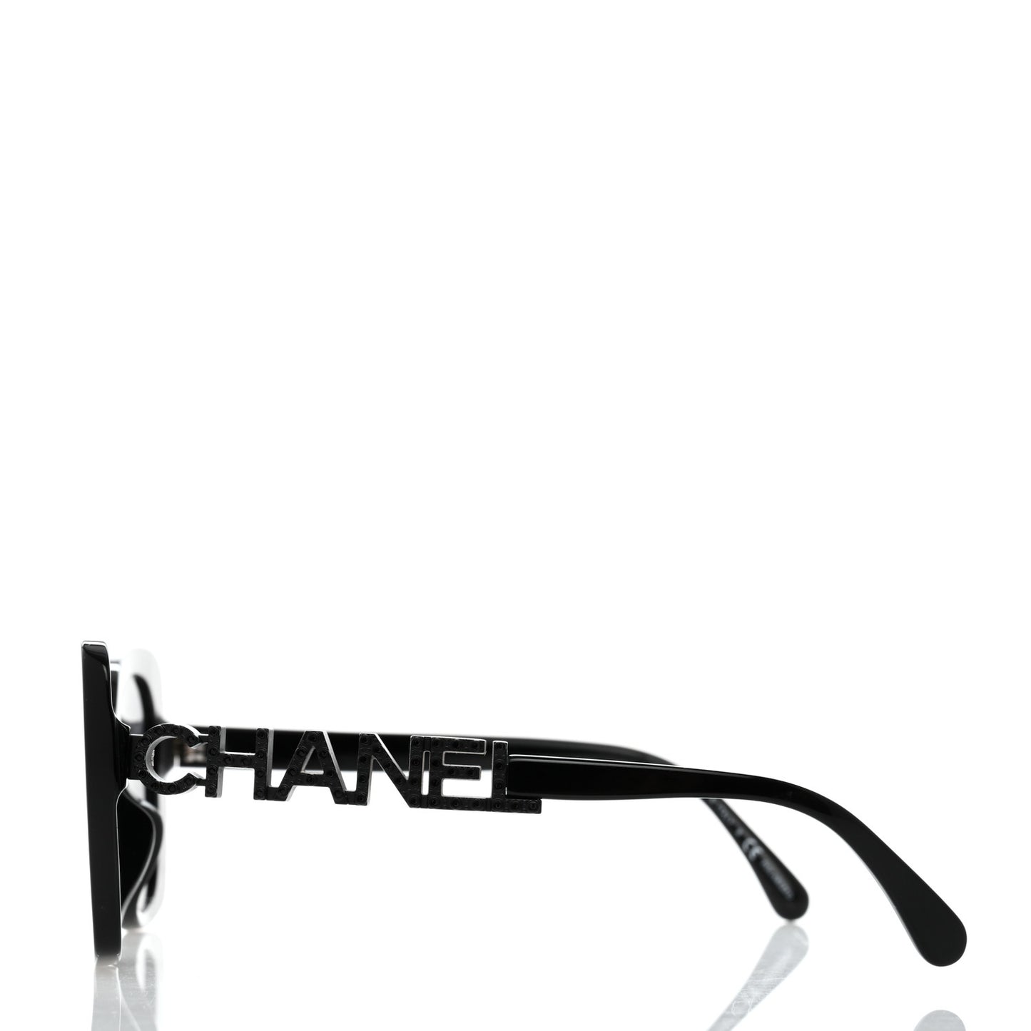 Acetate Strass Polarized Square Sunglasses 5422-B Black